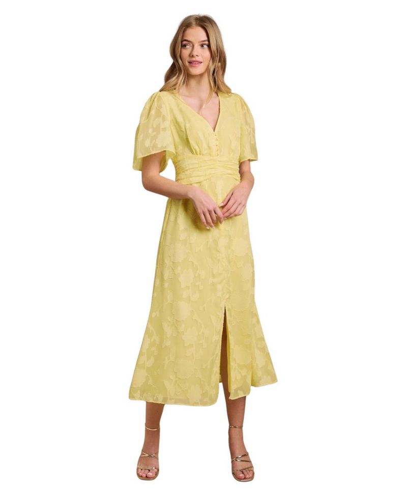 Women's Button Jacquard Midi Dress