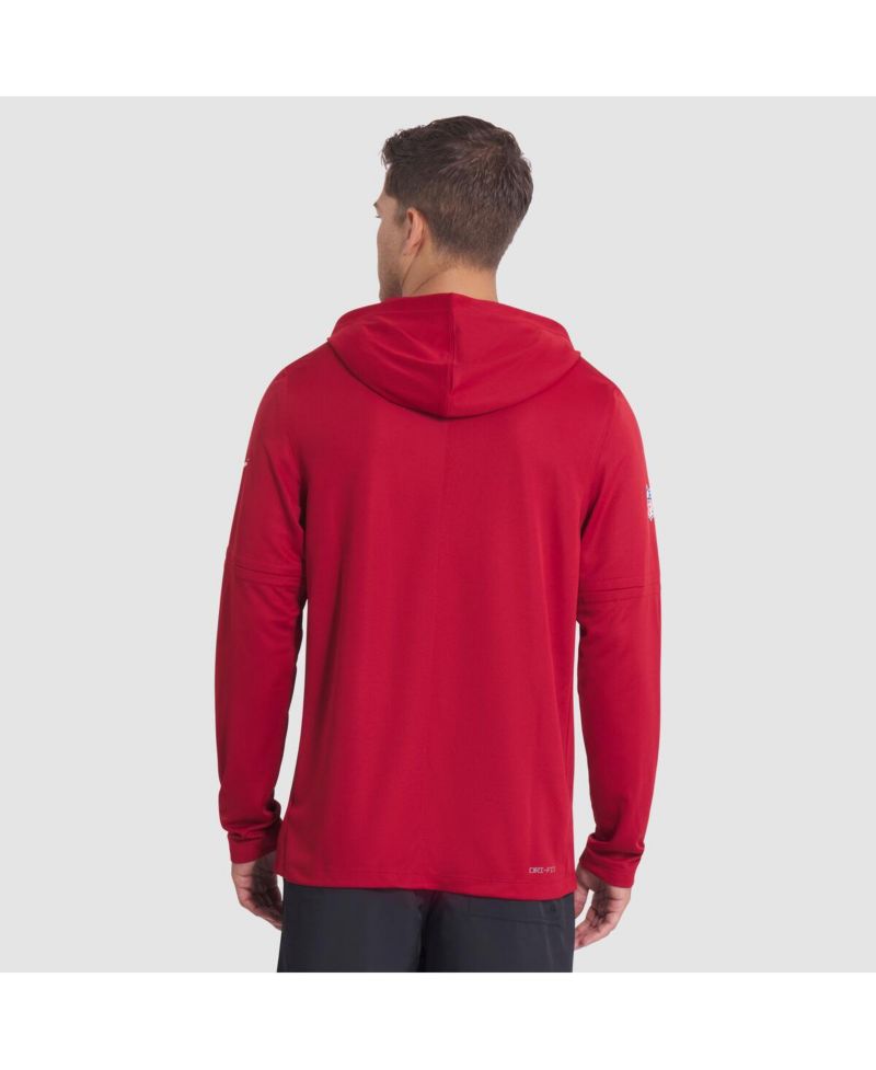 Men's Red Arizona Cardinals 2025 Rivalries Collection Sideline Dri-FIT Long Sleeve Hoodie T-Shirt