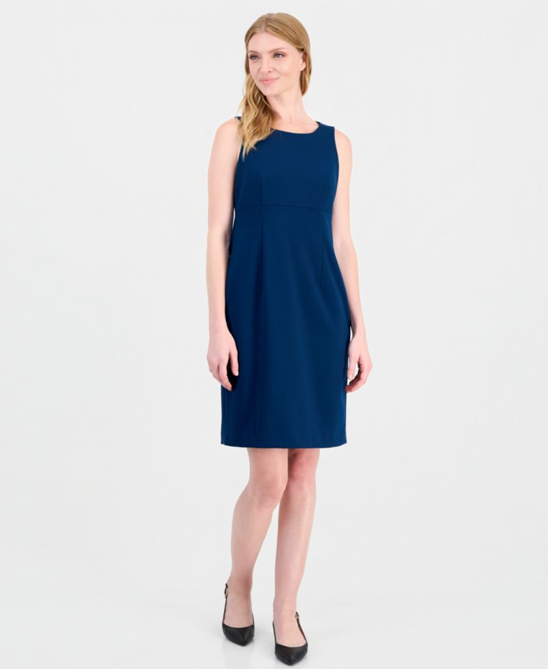 Women's Empire Waist Seam Crewneck Jacket and Dress, 2-Piece Suit