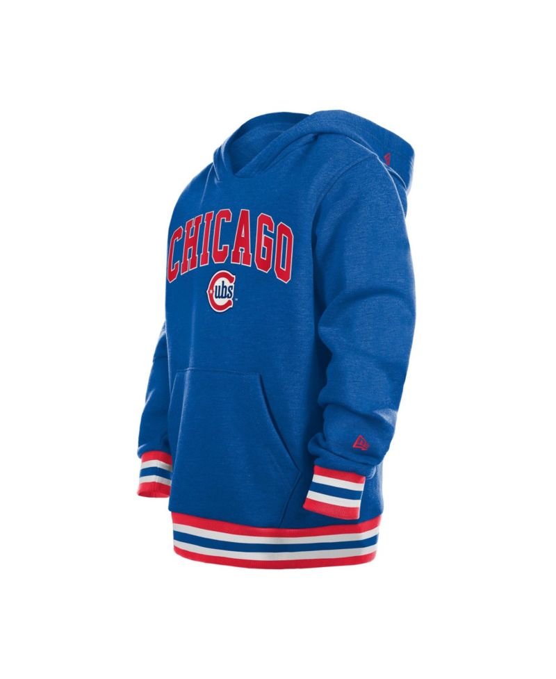 Big Boys and Girls Royal Chicago Cubs Knit Trim Pullover Hoodie