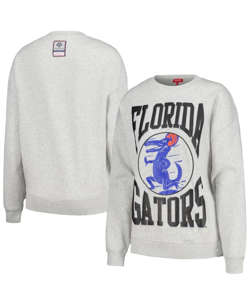 Women's Heather Gray Florida Gators Oversized Logo Lightweight Pullover Sweatshirt