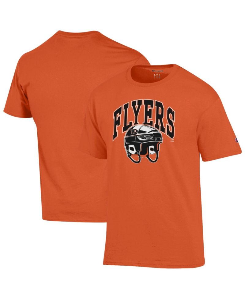 Men's Orange Philadelphia Flyers Helmet T-Shirt