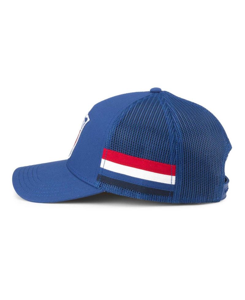 Men's Blue New York Rangers HotFoot Stripes Trucker Adjustable Hat