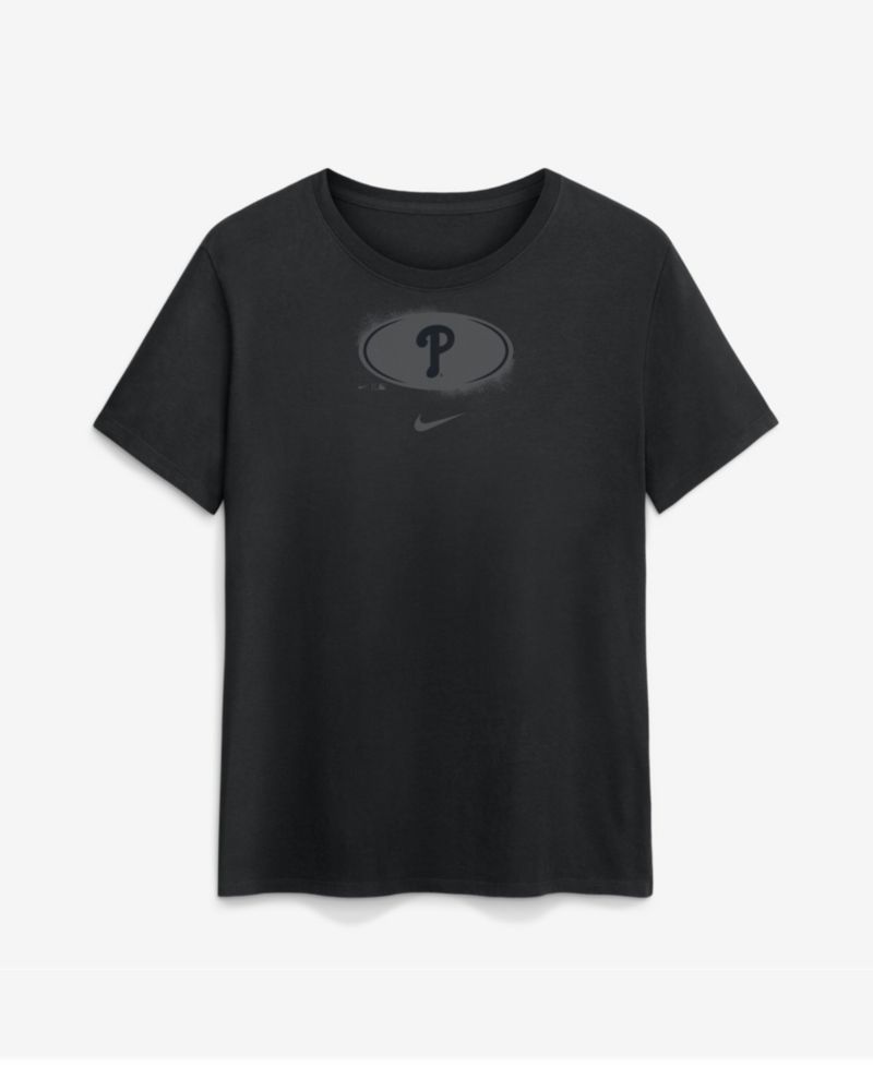 Women's Black Philadelphia Phillies Black on Black Cotton T-Shirt