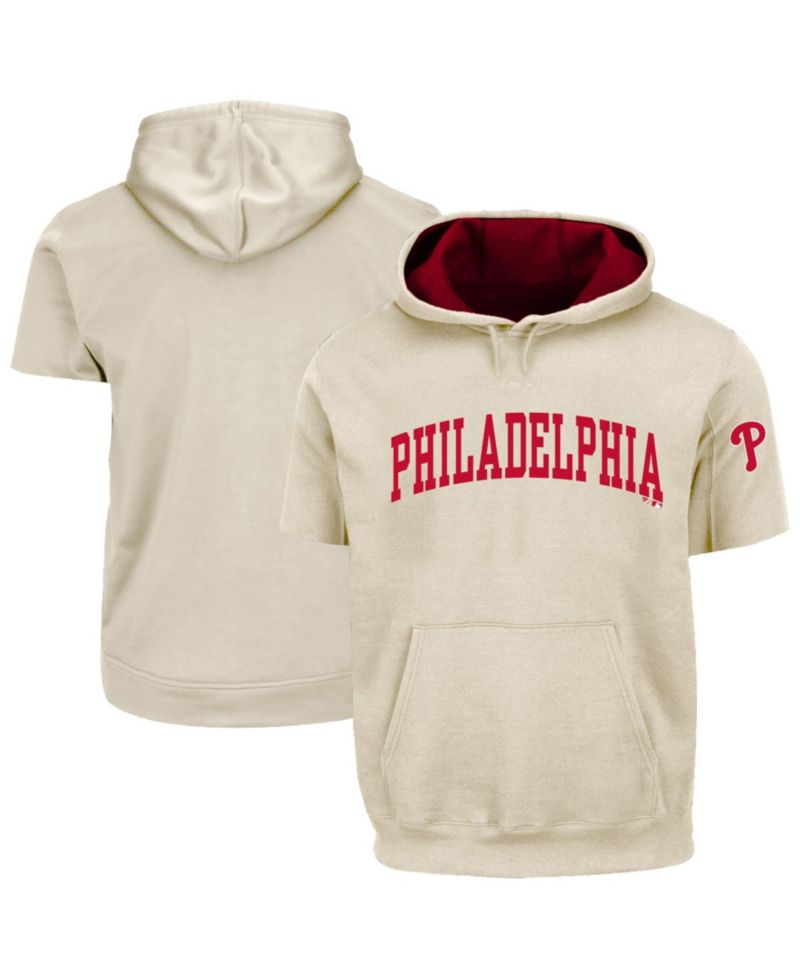Men's Cream/Red Philadelphia Phillies Big & Tall Contrast Short Sleeve Hoodie