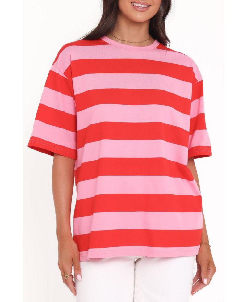 Women's Striped Crewneck Cotton-Blend Zestora Tee