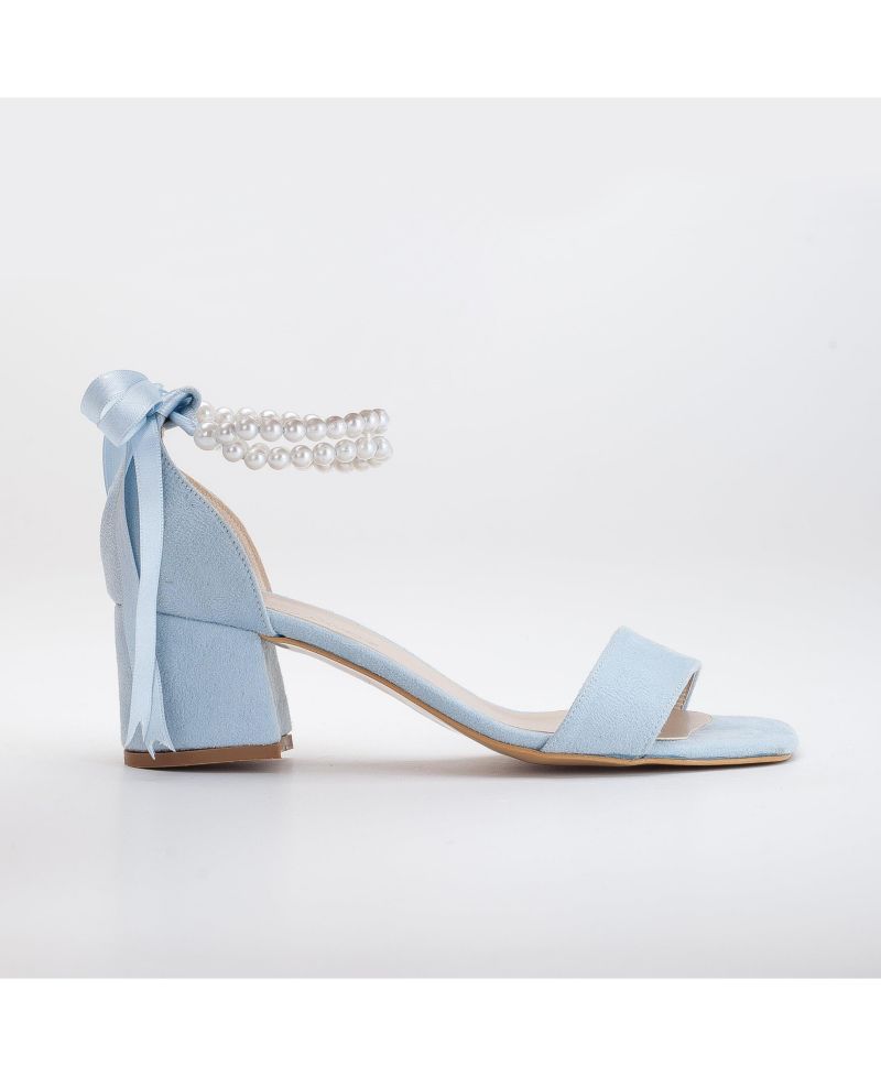 Illy Low Block Heel Sandals with Pearls