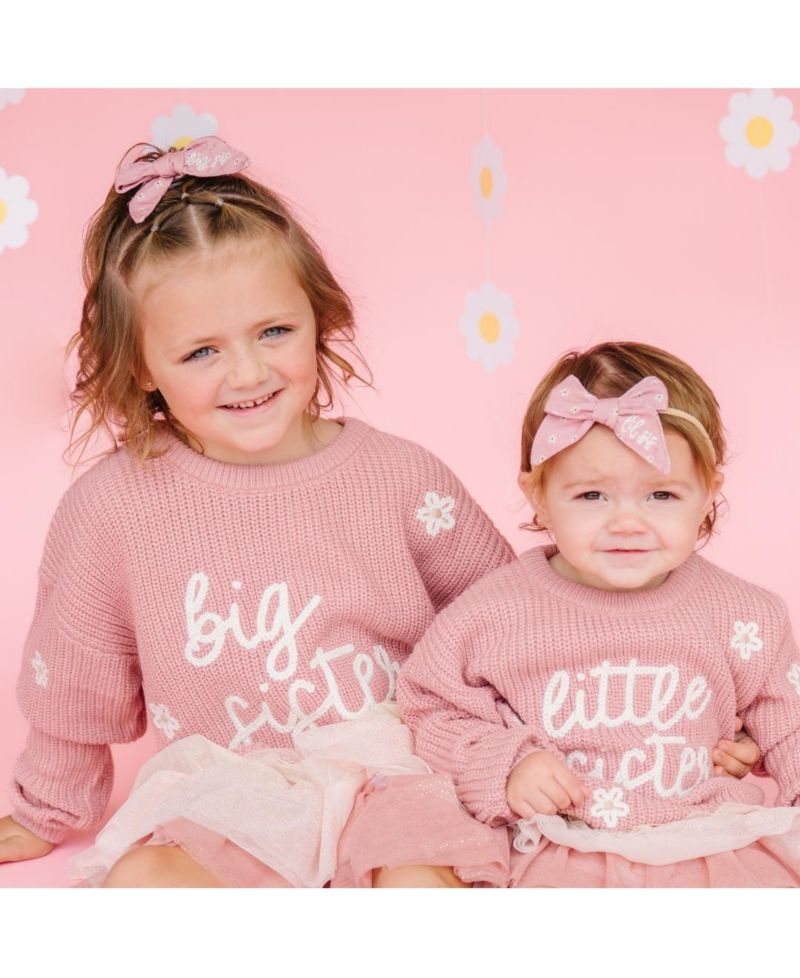 Little and Big Girls Big Sister Knit Sweater