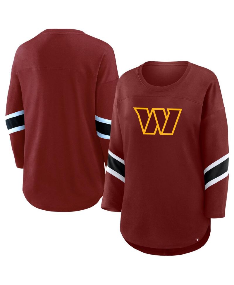 Women's Burgundy Washington Commanders Plus Size Redzone 3/4-Sleeve Scoop Neck T-Shirt