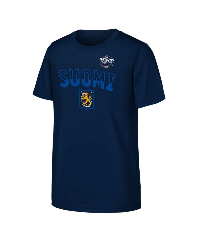 Big Boys and Girls Navy Finland 2025 4 Nations Face-Off Primary Logo T-Shirt