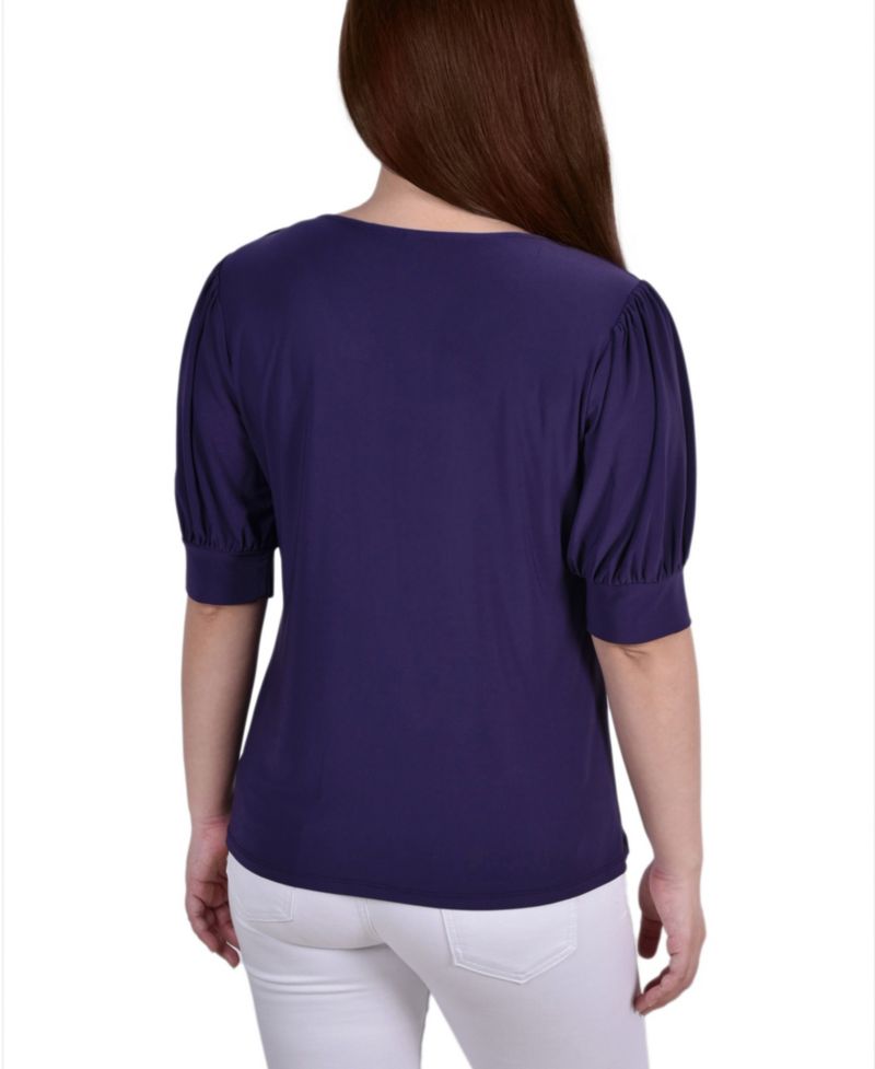 Petite Short Sleeve Balloon Sleeve Top