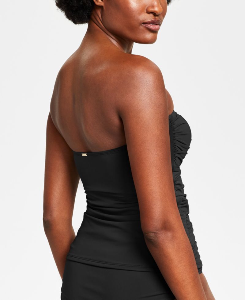 Twist-Front Ruched Tankini Top and High Waistband Bottoms