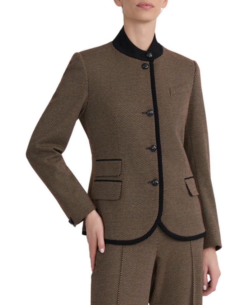 Women's Military-Inspired Mini Dot Knit Jacquard Jacket