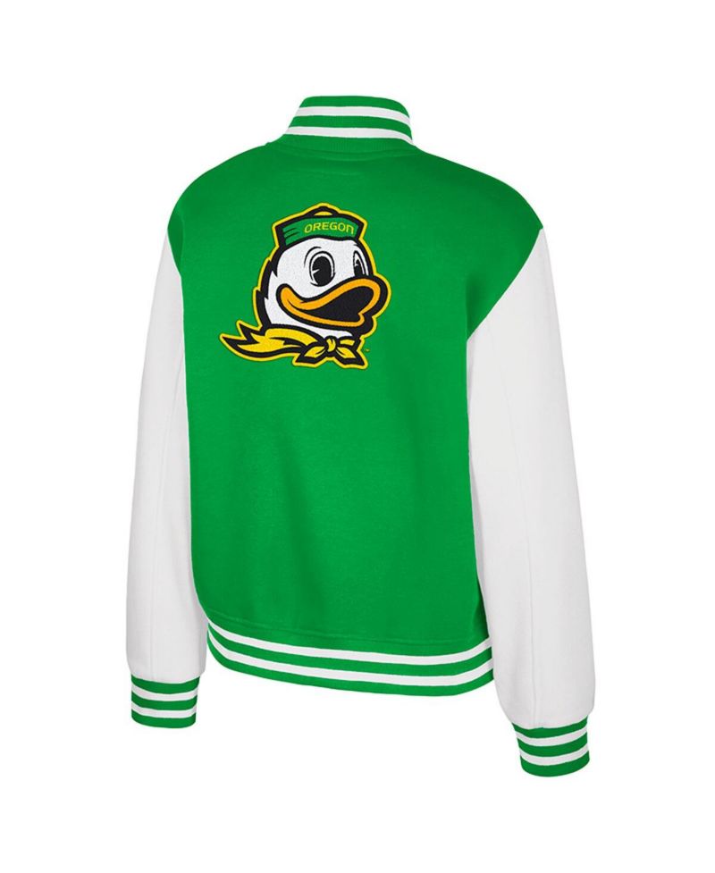 Women's Green Oregon Ducks French Baguette Full Snap Fleece Jacket