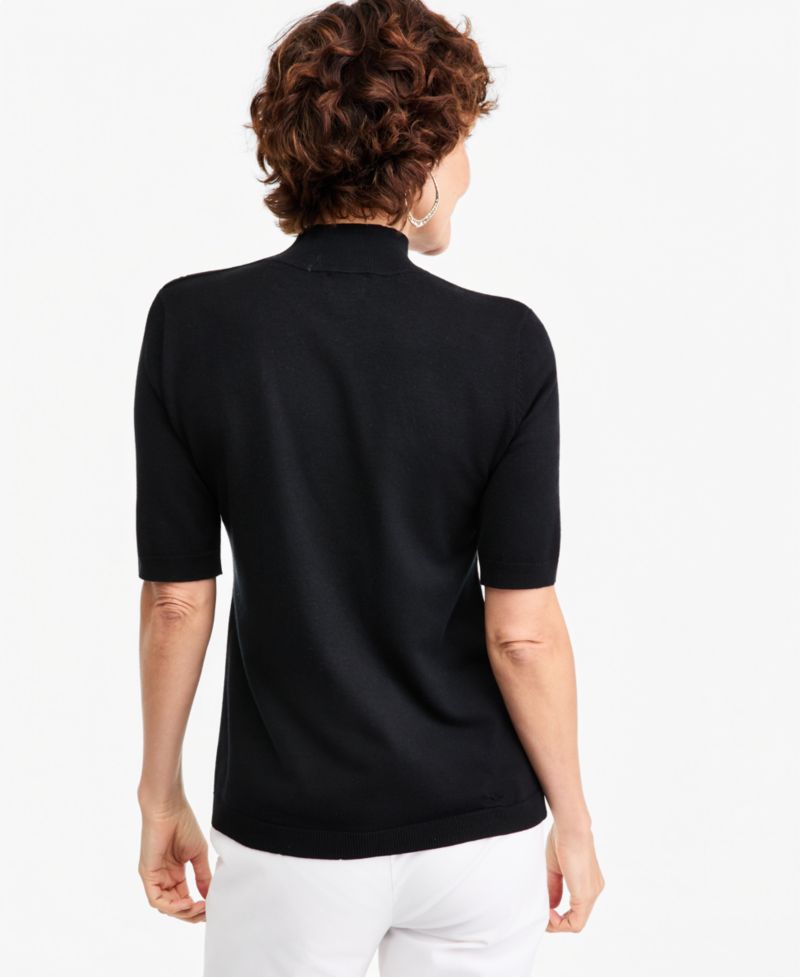 Women's Mock-Neck Short-Sleeve Sweater