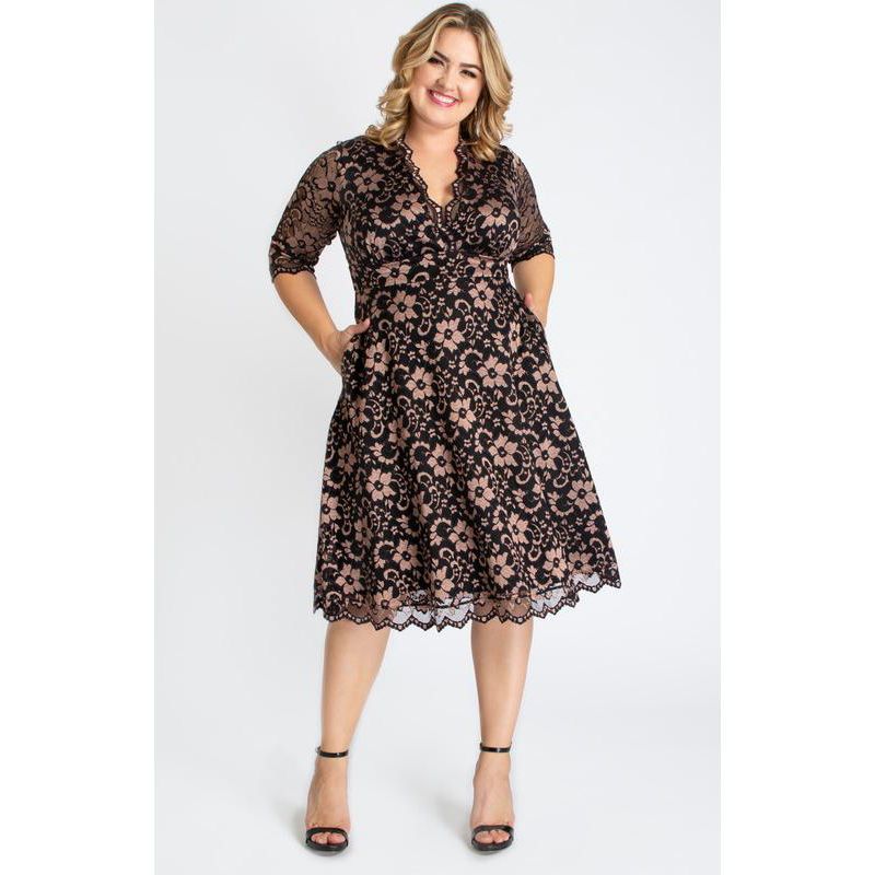 Plus Size Mon Cherie Floral Lace Cocktail Dress