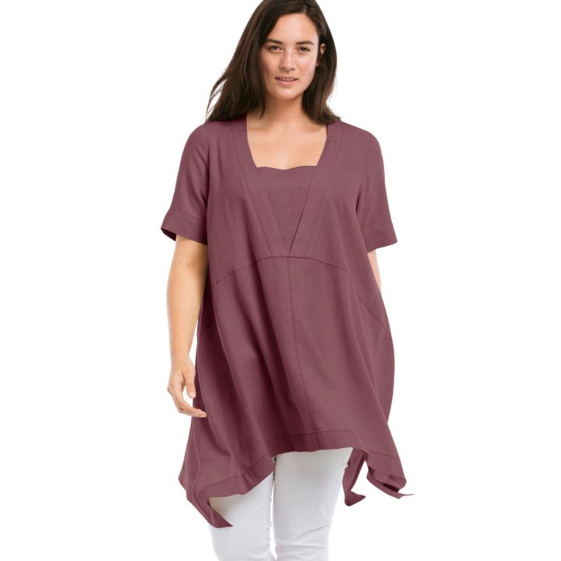Women's Linen-Blend Hanky Hem Tunic