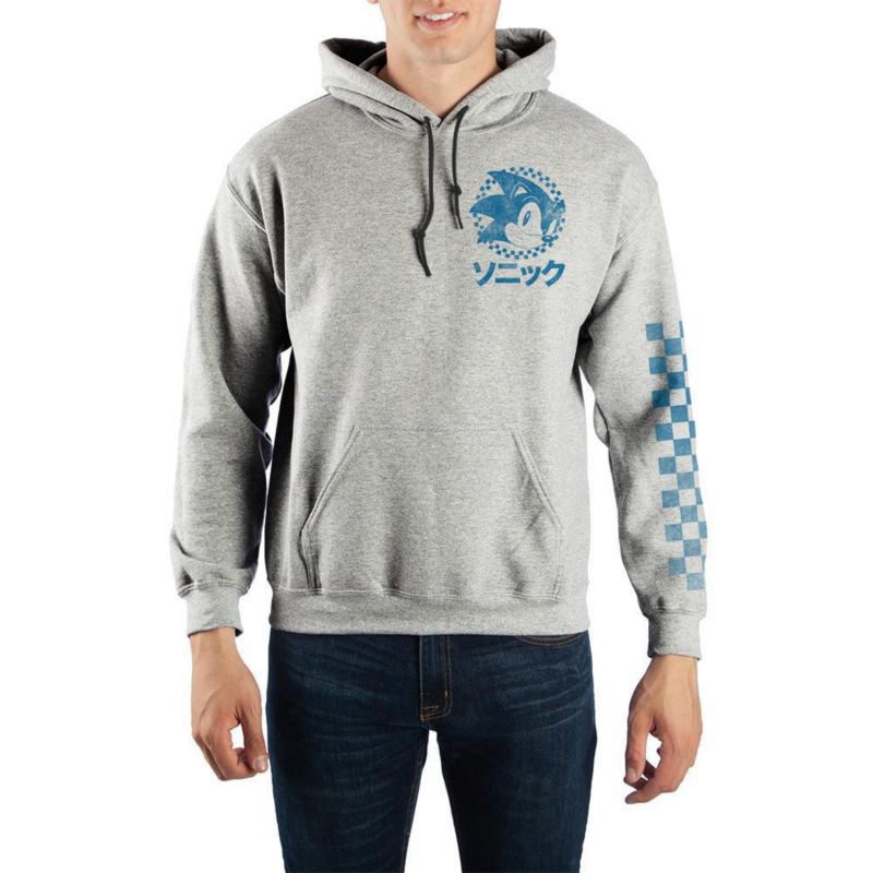 Men's Kanji Text Pullover Hooded Sweatshirt-Small