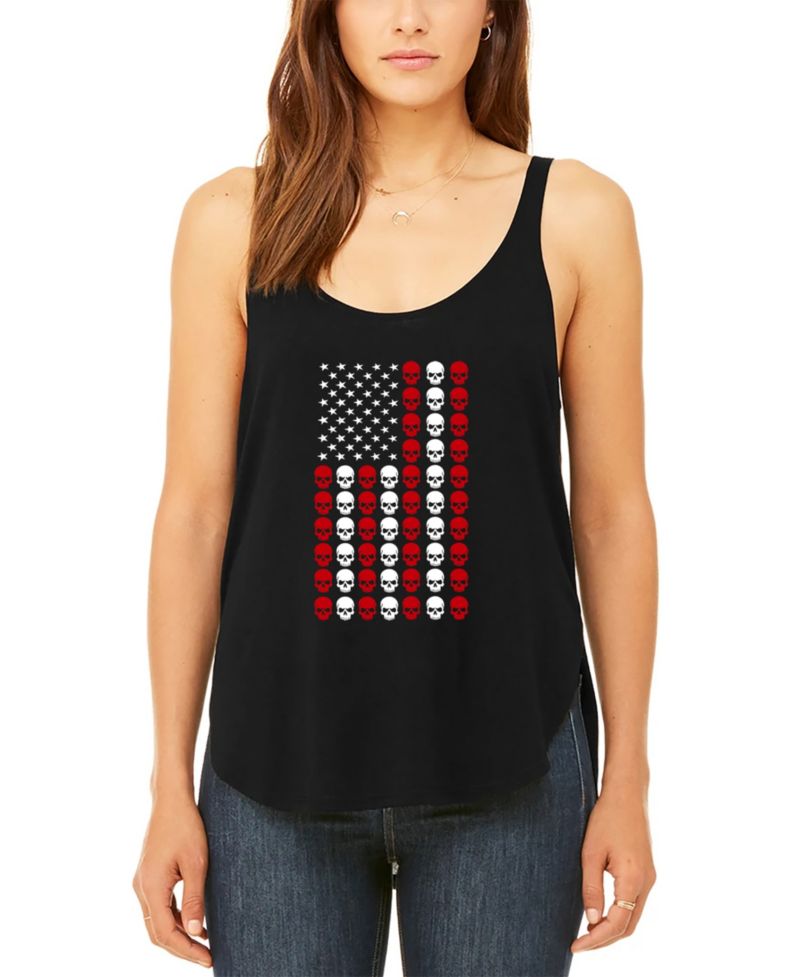 Women's Skull Flag Premium Word Art Flowy Tank Top