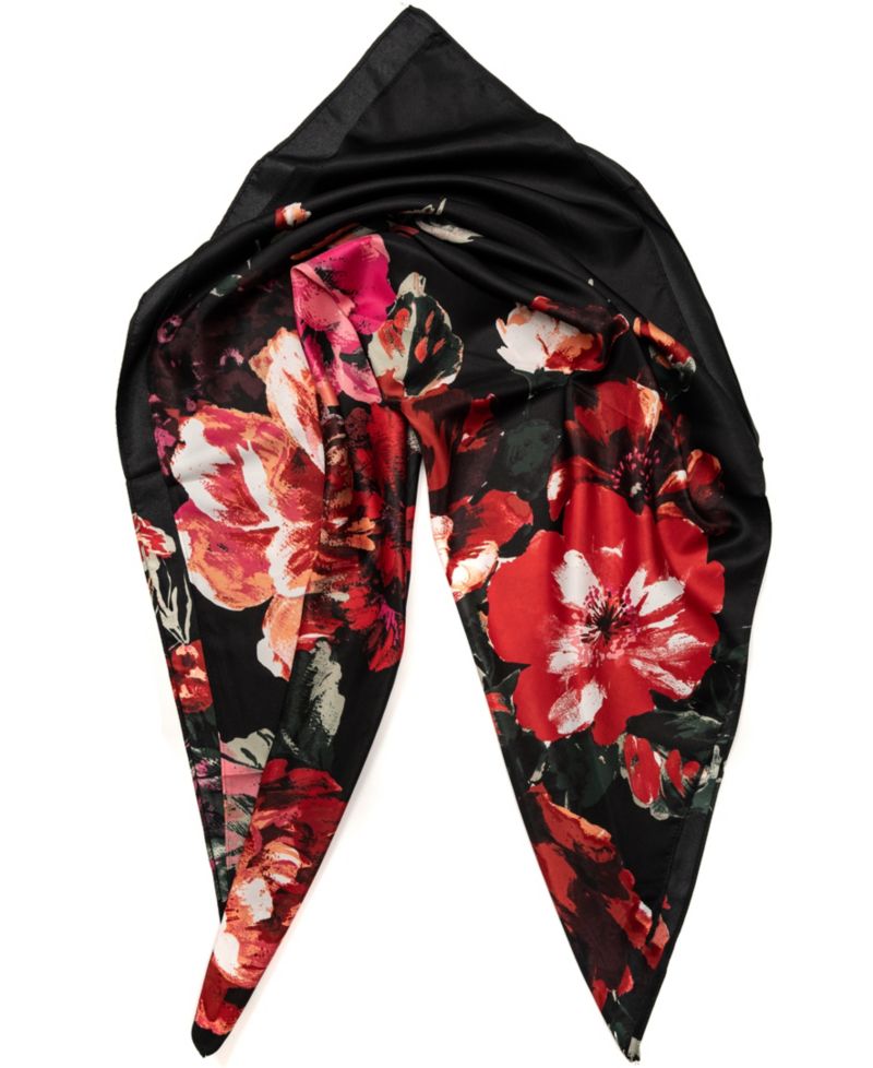 Moody Botanical Floral Square Scarf