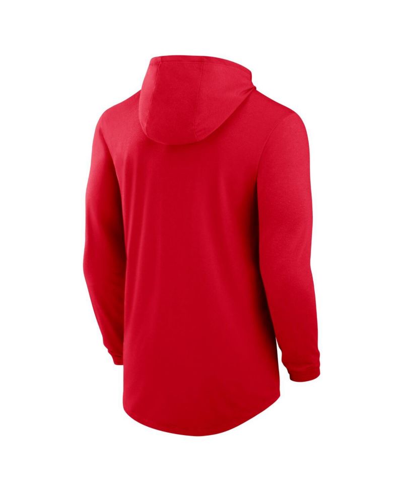 Men's Red Arizona Wildcats Classic Arch Tri-Blend Long Sleeve Hoodie T-Shirt