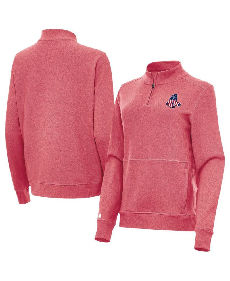 Women's Heather Red Boston Red Sox Crush Stars and Stripes Team Logo Quarter-Zip Pullover Top