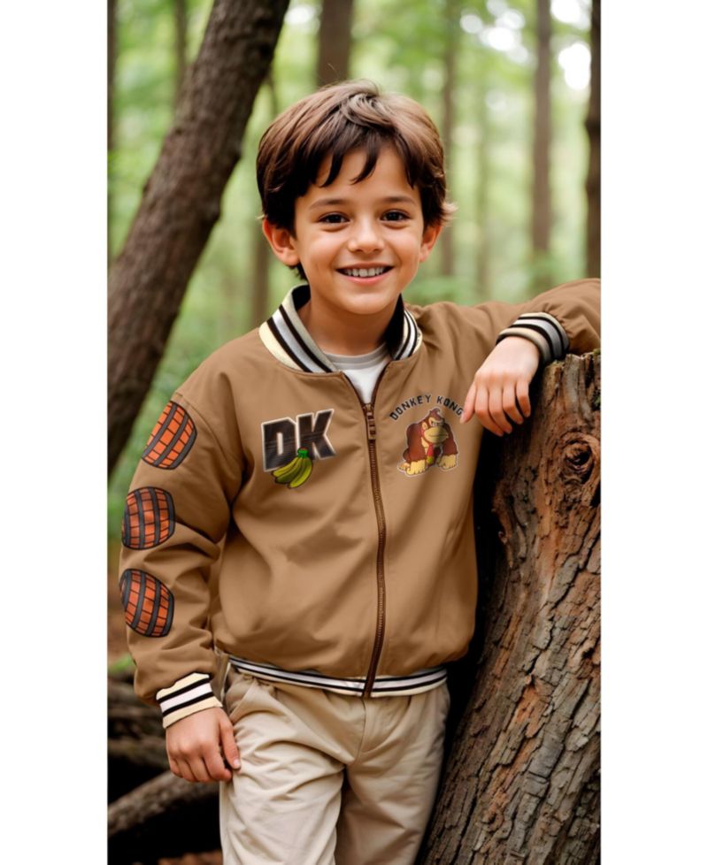 Donkey Kong Big Boys Long Sleeve Zip Up Bomber Jacket