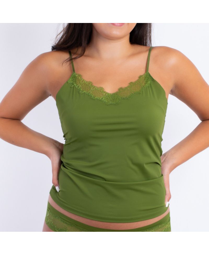 Women's Soft Seamless Camisole with Lace Trim