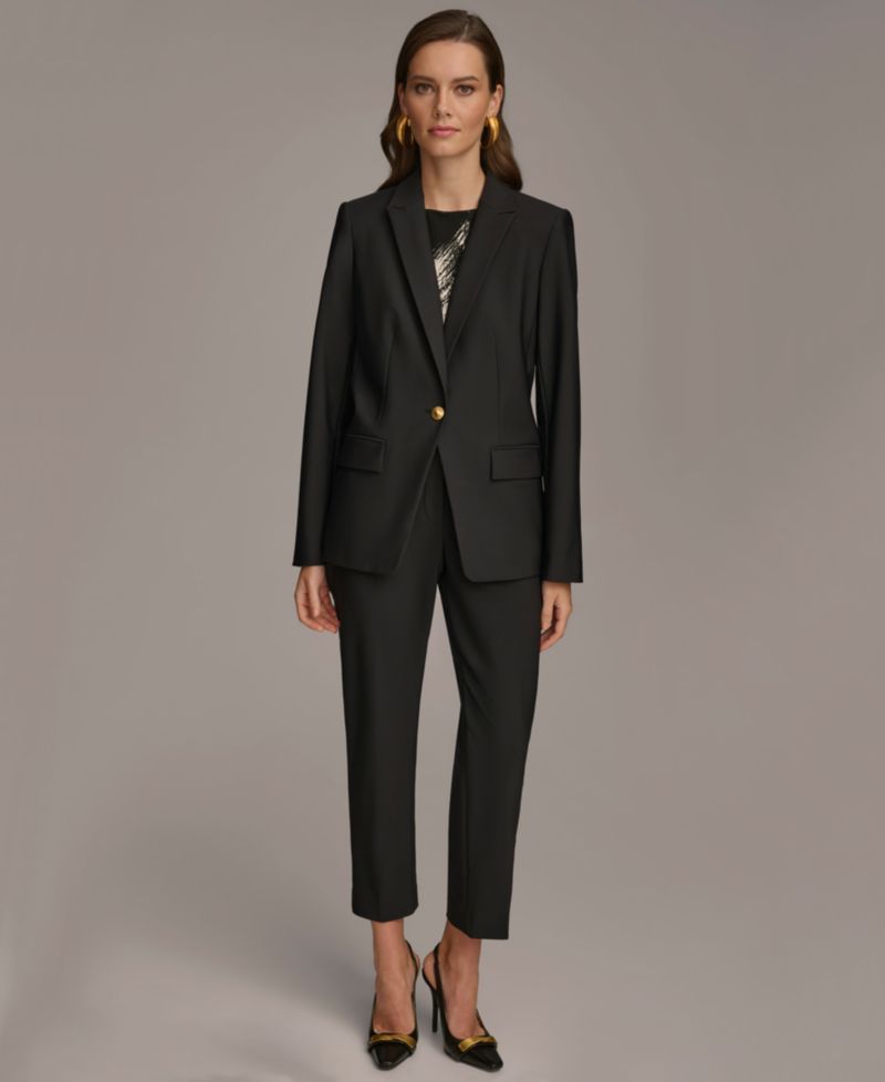 Women's One Button Blazer & Slim Leg Ankle Pant