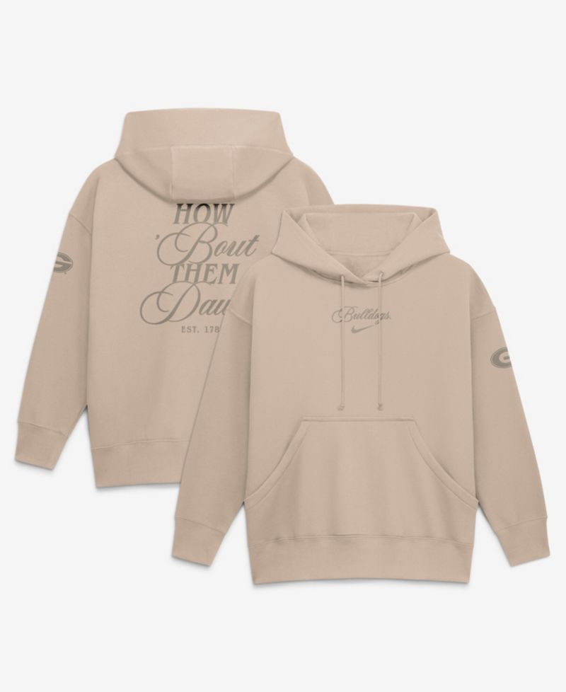 Women's Tan Georgia Bulldogs Neutral Stance Phoenix Fleece Oversized Hoodie