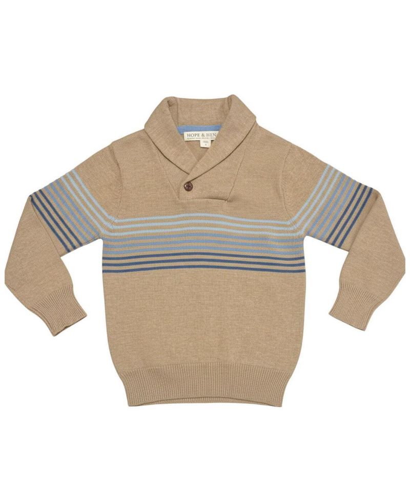 Little Boys (5-7) Organic Shawl Collar Stripe Sweater