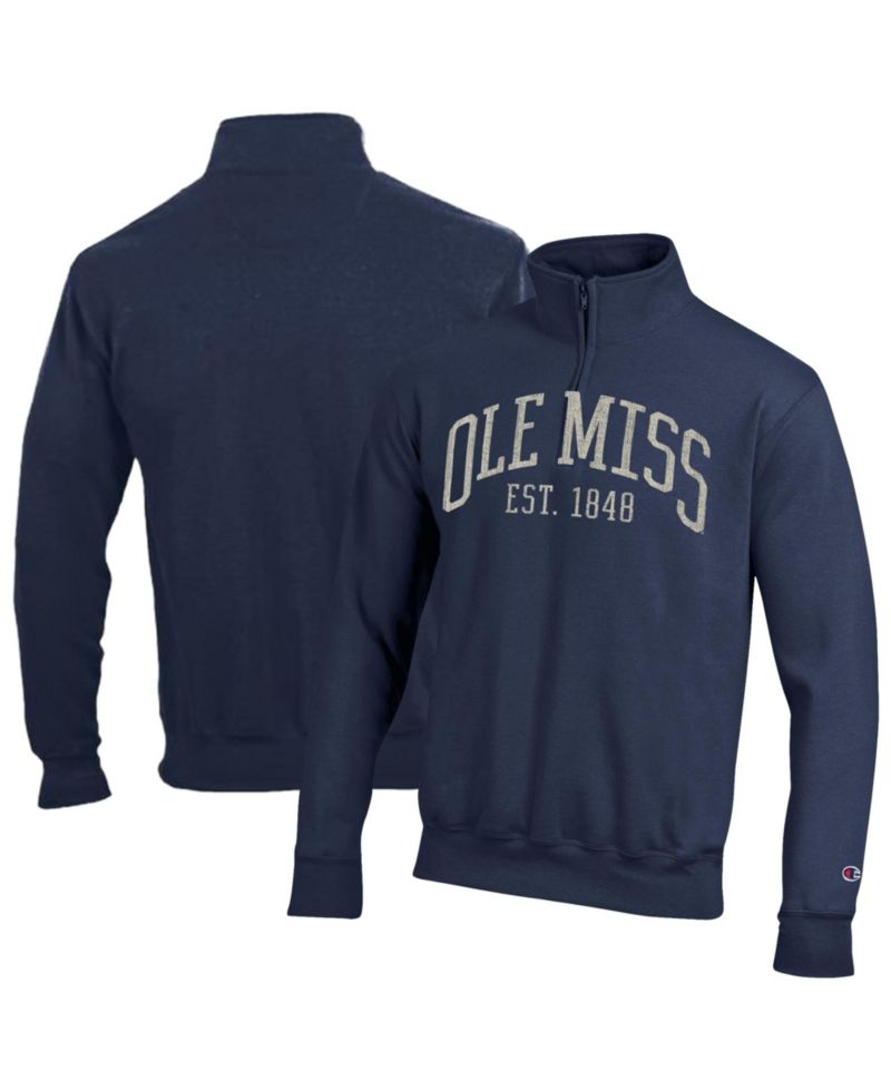 Men's Navy Ole Miss Rebels Powerblend Quarter-Zip Pullover