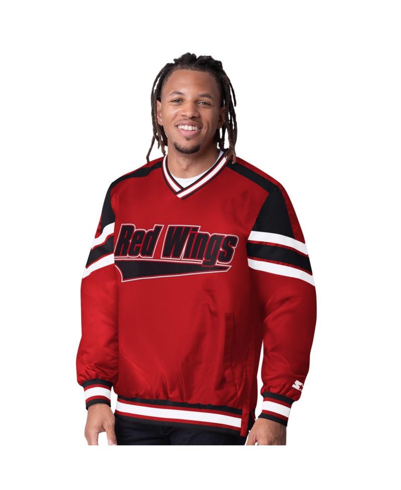 Men's Red Detroit Red Wings Reliver I V-Neck Pullover Jacket