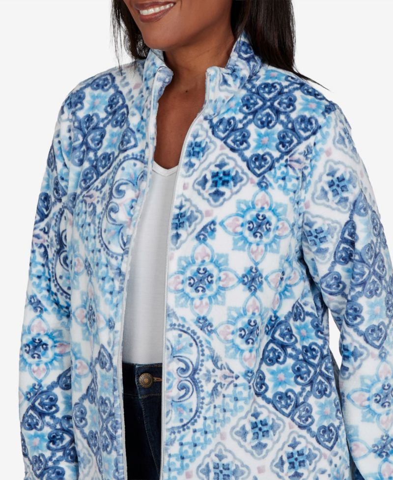 Women's Classic Soft Medallion Zip Front Jacket