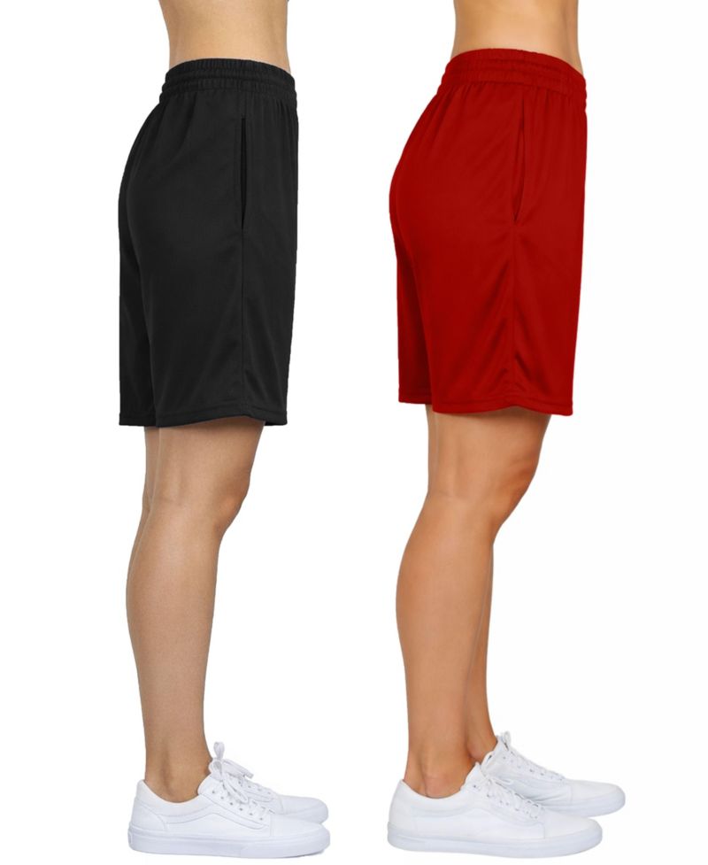Women's Loose Fit Moisture Wicking Performance Mesh Shorts-2 Pack