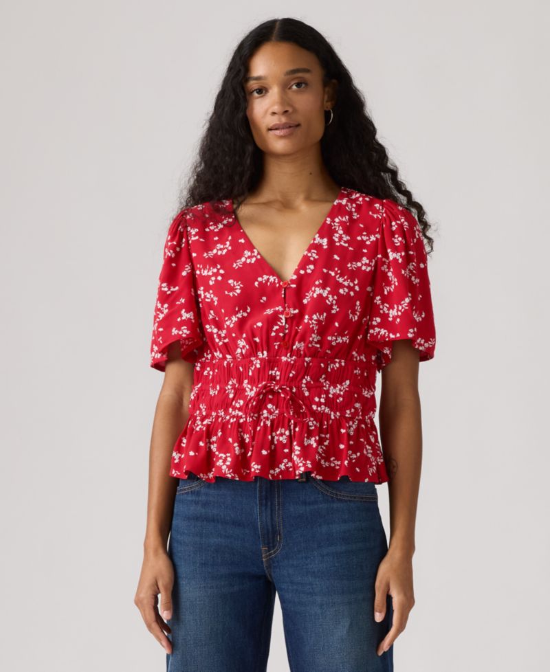 Women's V-Neck Ryan Short-Sleeve Crepe Blouse
