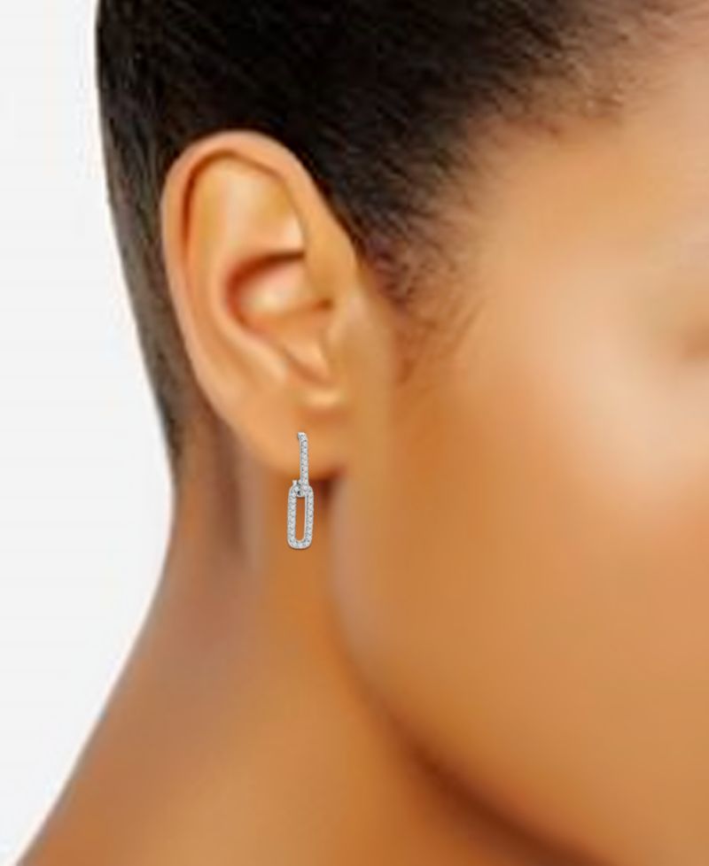 Link Drop Earrings in (7/8 ct. t.w.) Gold Pleated Sterling Silver