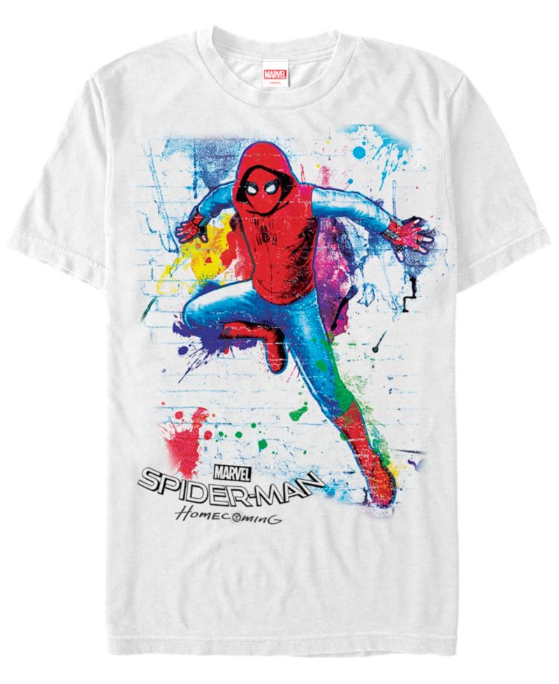Marvel Men's Spider-Man Homecoming Neon Painted Brick Wall Pose Short Sleeve T-Shirt