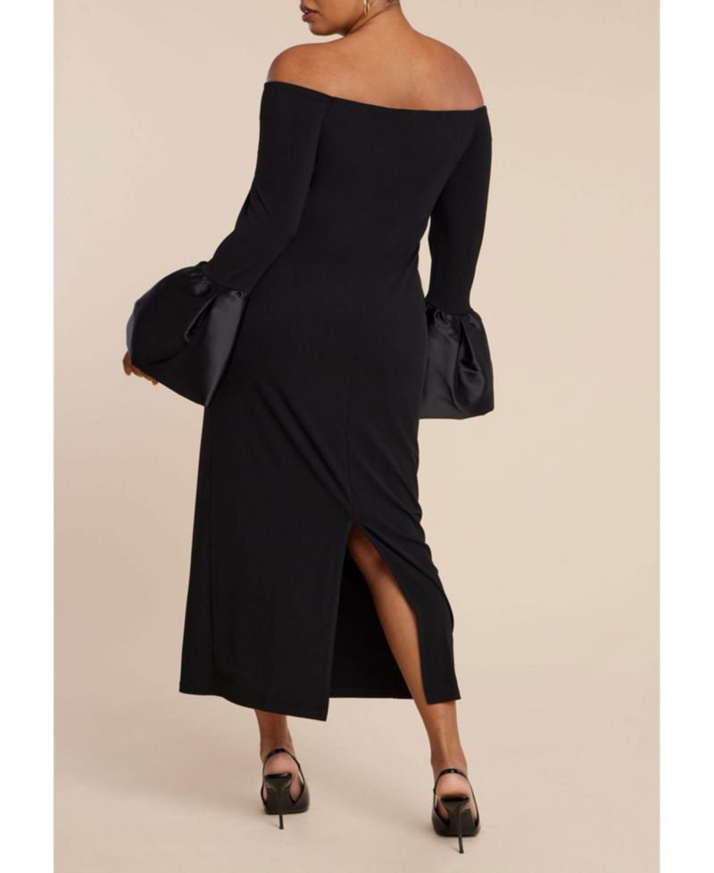 Women's Plus Size Off Shoulder Cuff Detail Maxi Dress