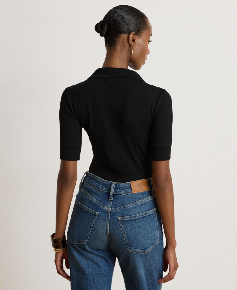 Women's Jersey Short-Sleeve Collared Top