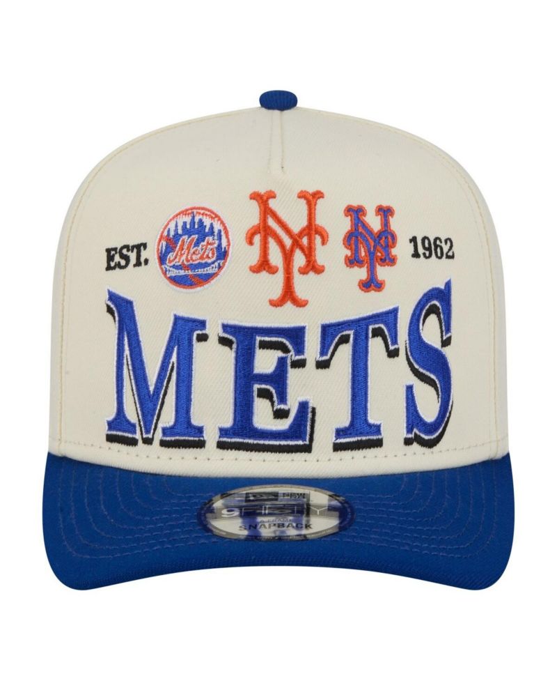 Men's Cream New York Mets Throwback Tri-Hit A-Frame 9FIFTY Adjustable Hat