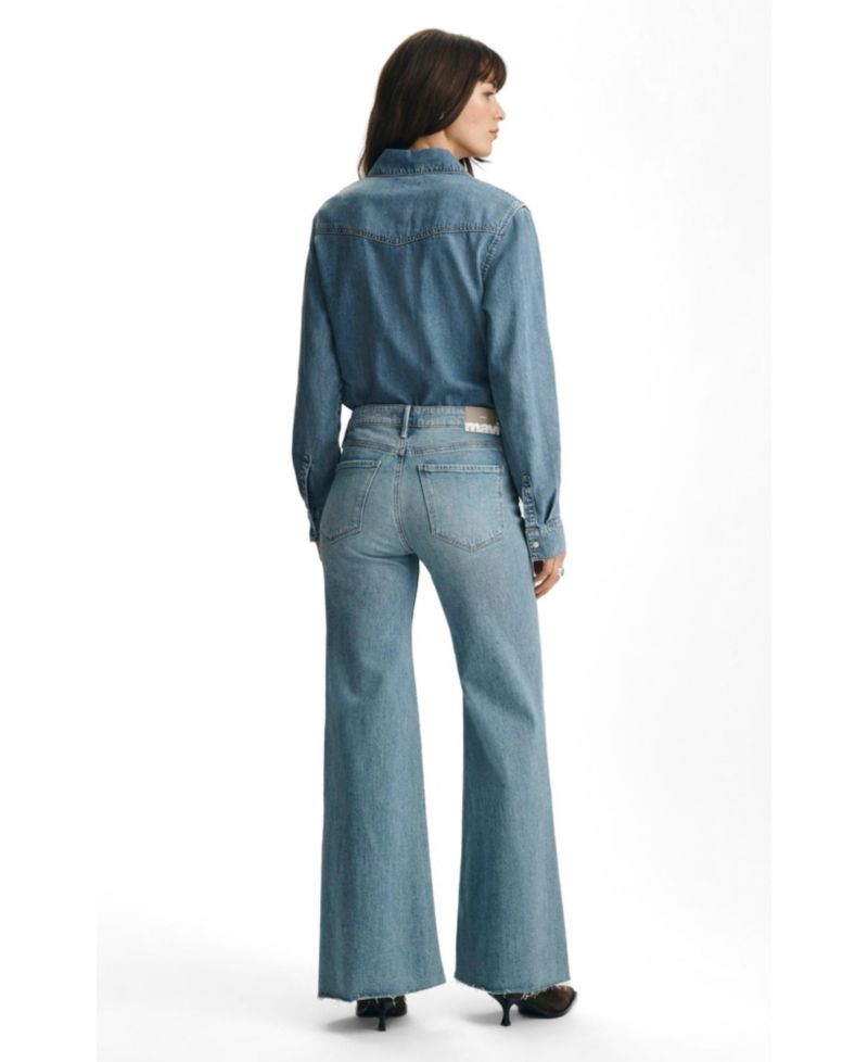 Women's Grace Mid Rise Flare In Bleached Classic Blue