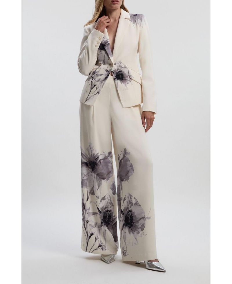 Women's Floral Crepe Single Breasted Blazer