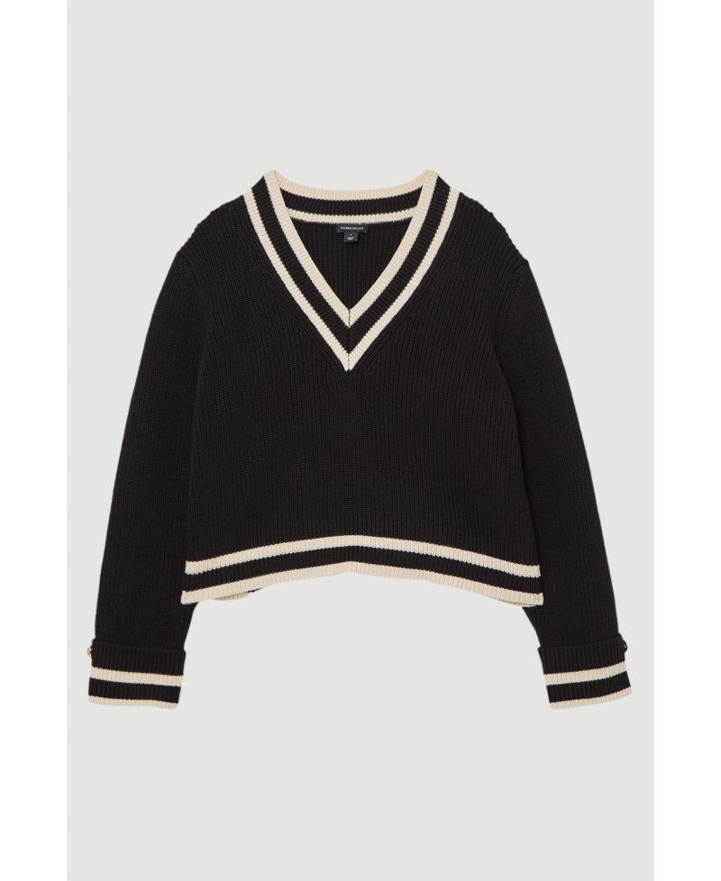 Women's Cotton V-Neck Knit Boxy Jumper