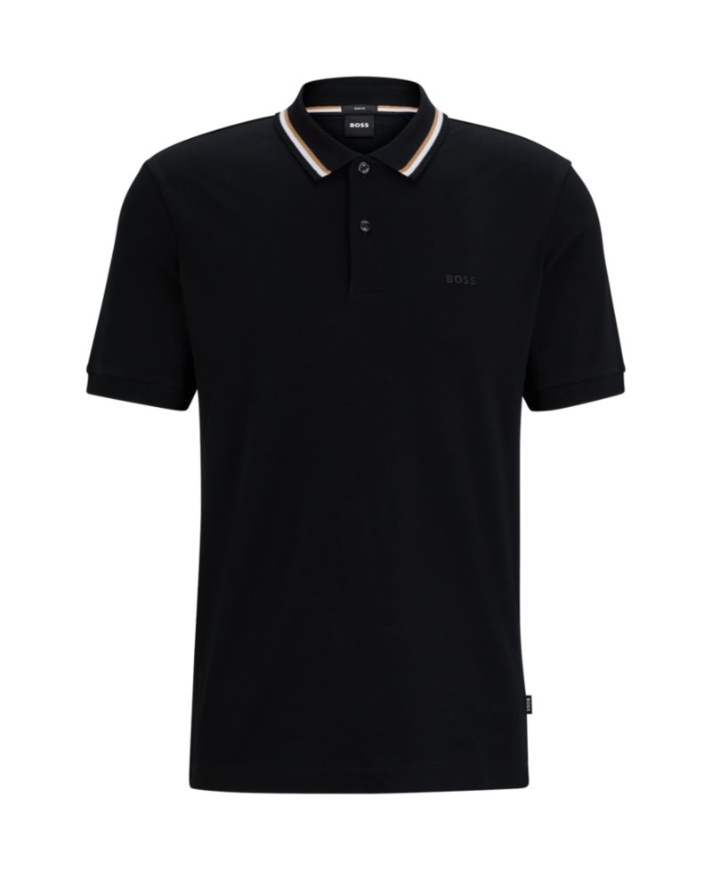 Men's Cotton Slim-Fit Striped Collar Polo Shirt