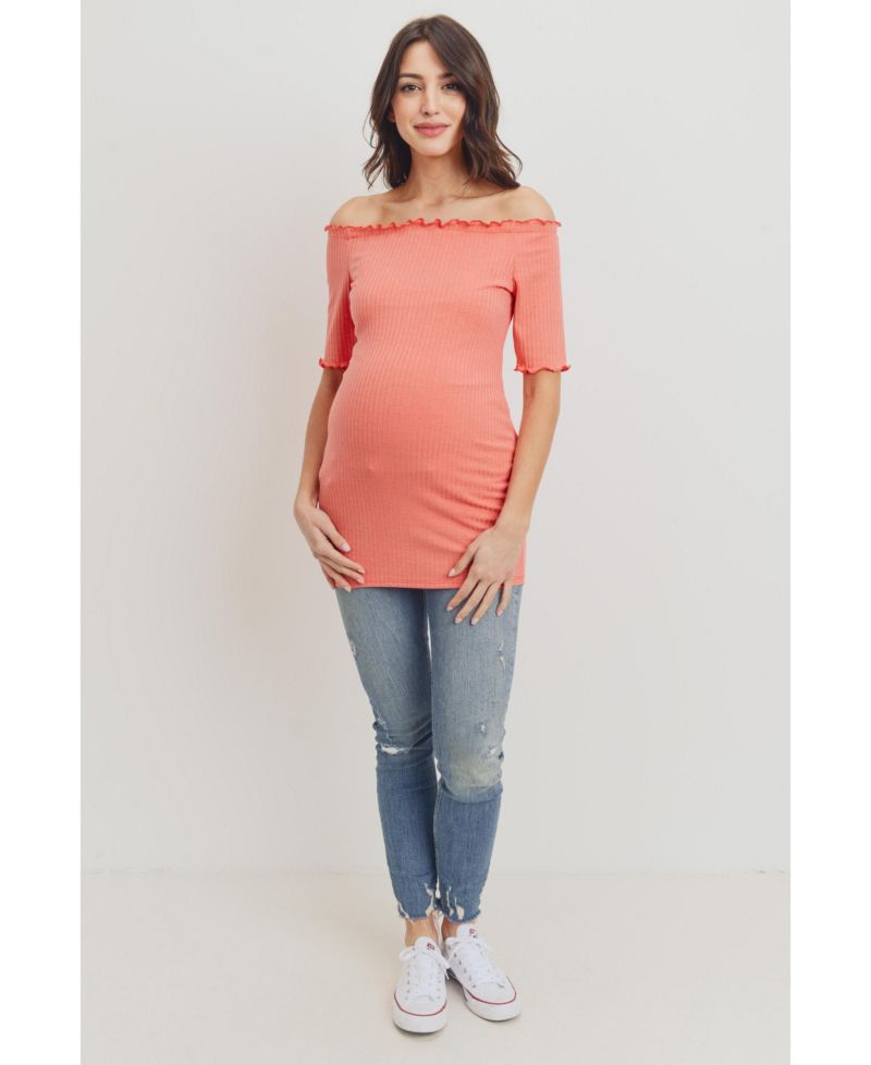Women's Maternity Off-the-Shoulder Ribbed Tunic Top