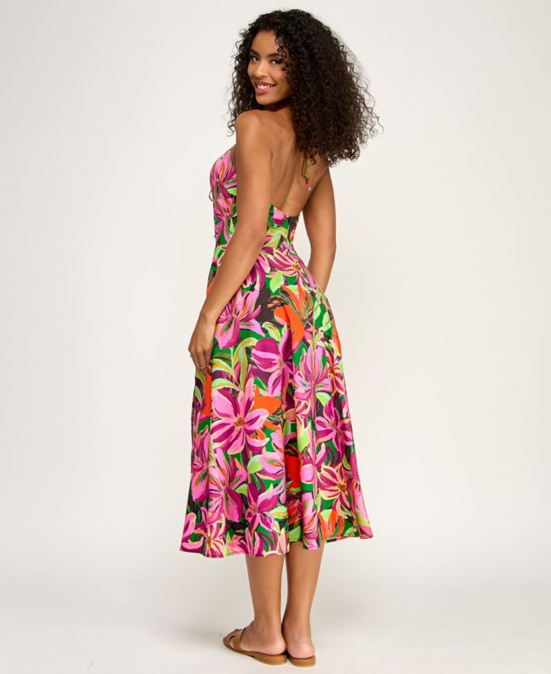 Juniors' Printed Halter Midi Dress