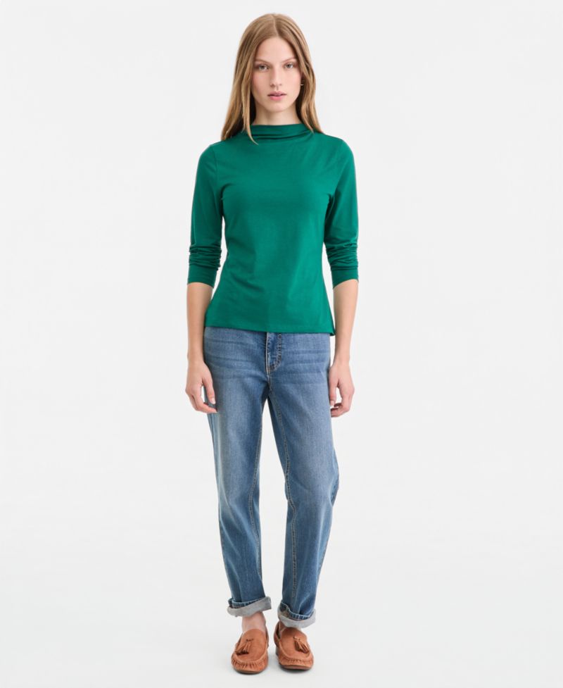 Women's Long-Sleeve Funnel-Neck Jersey Top