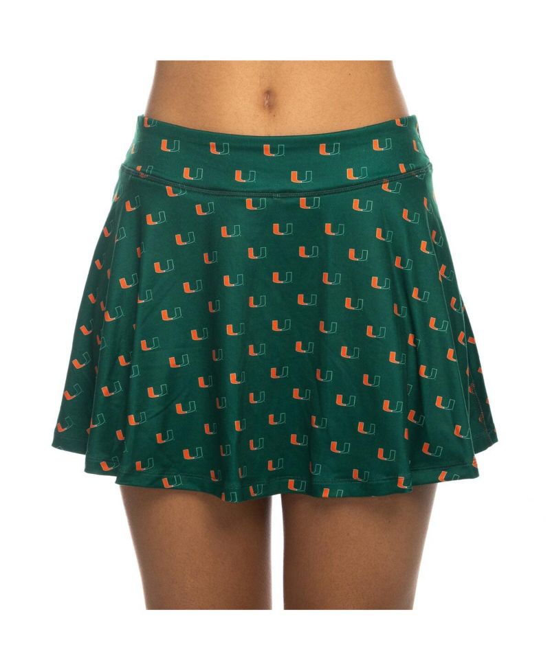 Women's Green Miami Hurricanes All-Over Print Flowy Skort