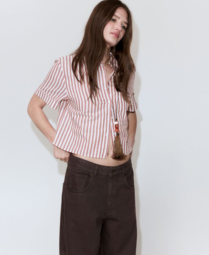 Women's Striped Cotton Linen Shirt
